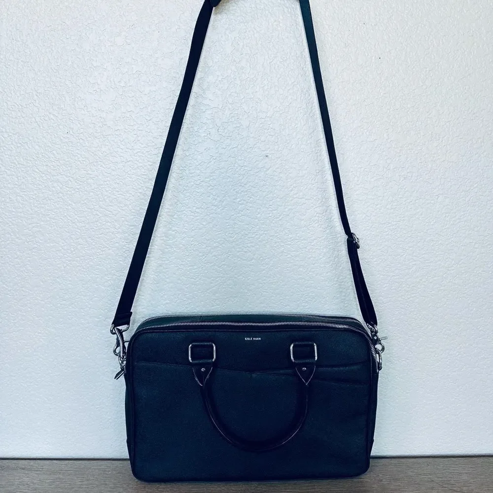 Cole Haan American Airlines Black Leather Travel Laptop Bag
